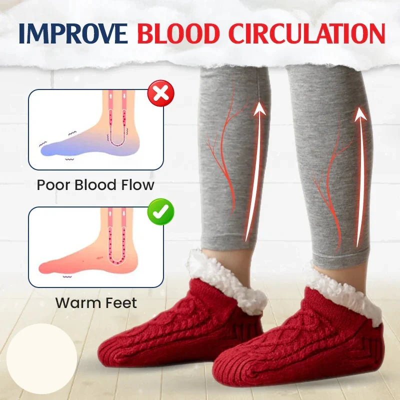 Fleece-Lined Non-Slip Thermal Slippers Socks