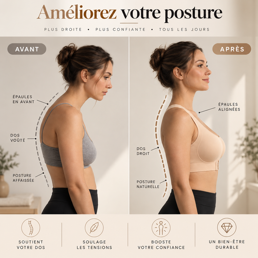 Women's Cross Back Posture Bra Front Closure Wireless Full C