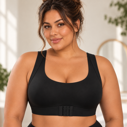 Women's Cross Back Posture Bra Front Closure Wireless Full C