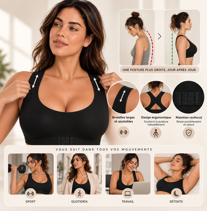 Women's Cross Back Posture Bra Front Closure Wireless Full C