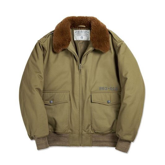 🎇🎇🛩️Men's Retro B10 bomber flight jacket cotton coat  fur collar