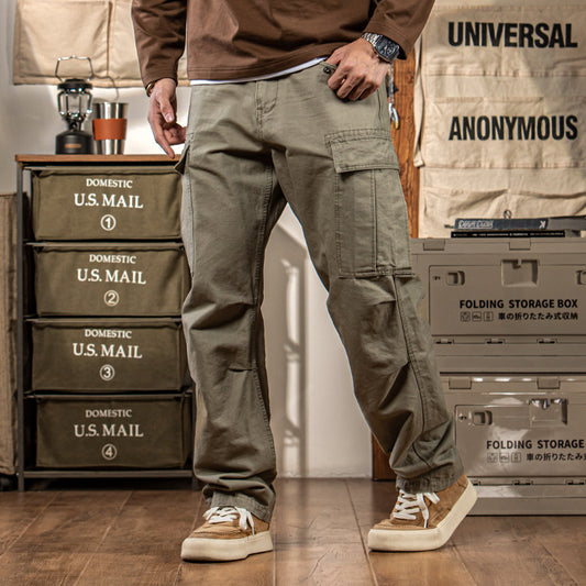 Men's Vintage-Style Workwear – Heavyweight Pure Cotton Straight-Leg  Pants