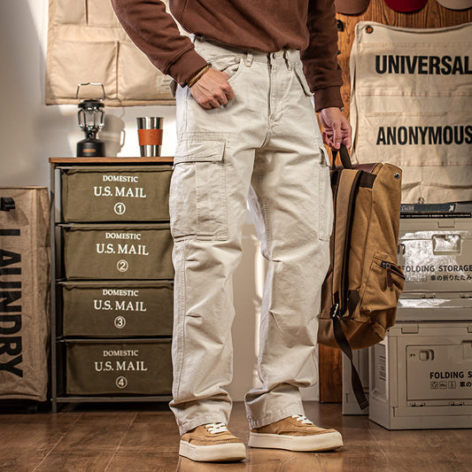 Men's Vintage-Style Workwear – Heavyweight Pure Cotton Straight-Leg  Pants