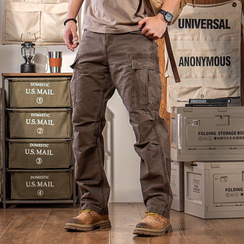 Men's Vintage-Style Workwear – Heavyweight Pure Cotton Straight-Leg  Pants